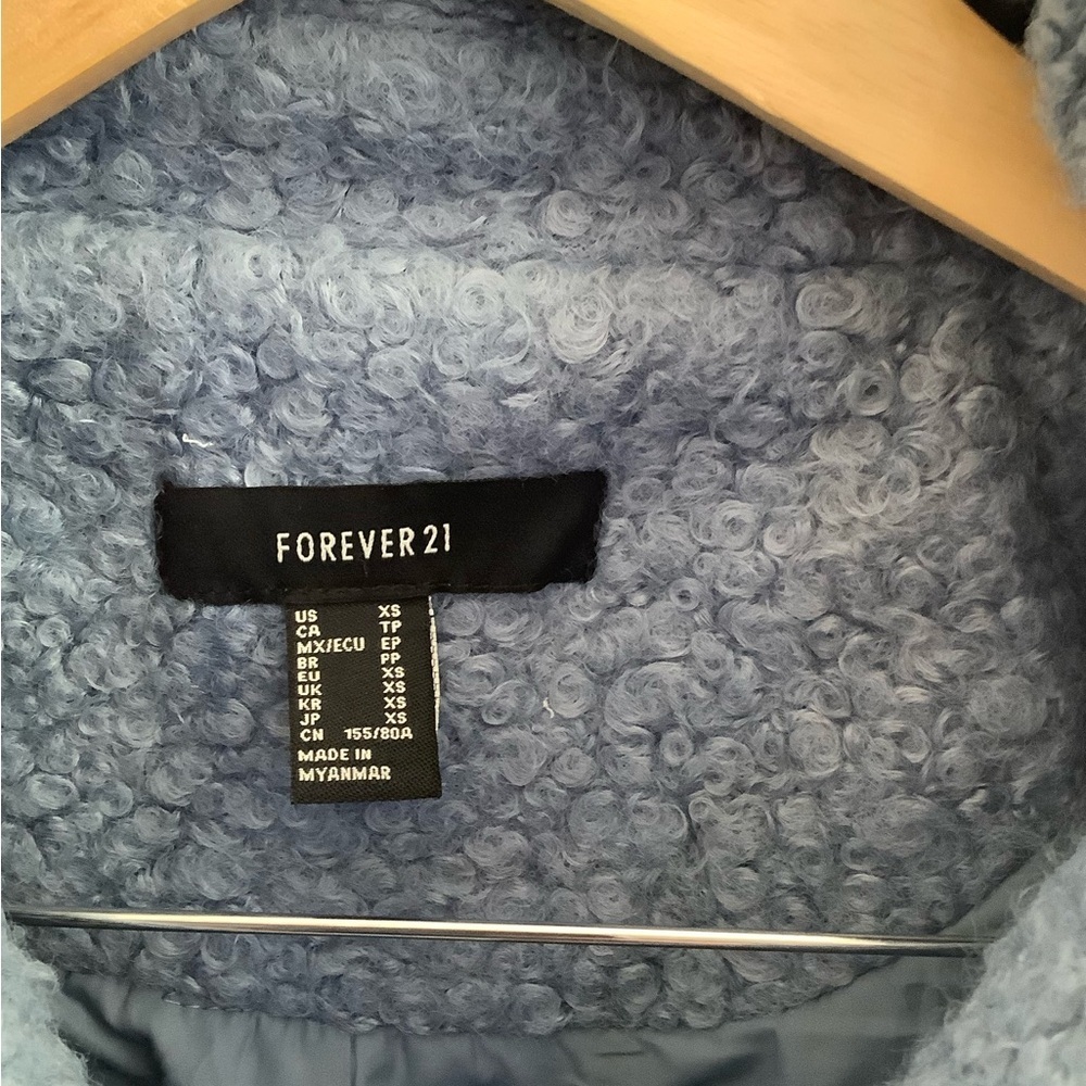 Forever 21 Light Blue Teddy Sherpa Coat - Women XS - Picture 5 of 11